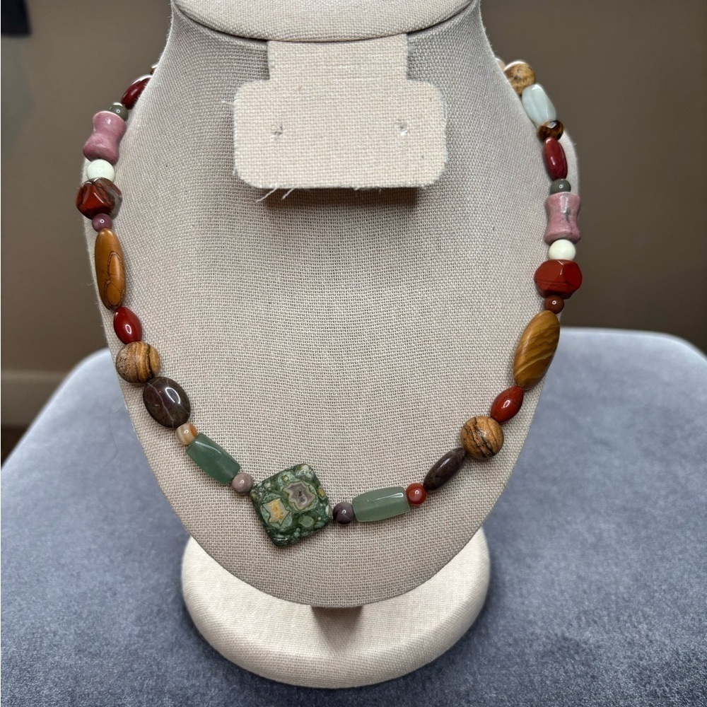 Rare Jay King DTR Desert Rose Trading Multi-Gemstone Necklace Signed Sterling